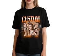 Custom Rap Style T-Shirt, Custom T-Shirts with Picture & Text Gift for Boyfriend Girlfriend Birthday Valentine's Day