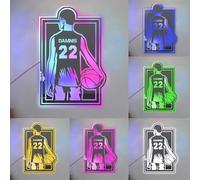 Custom Rectangle Basketball Mirror Acrylic LED Neon Sign Personalized Jersey Name Number Sports Wall Decor for Bar Bedroom Dorm Office Pub,Gifts for Men Dad Son Basketball Fan Birthday Christmas