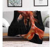 Custom Red Carp Fish Flannel Fleece Throw Blanket 60x80 Inch Soft Cozy Throws for Couch Sofa Bed Farmhouse Blankets Comfort Decorative Bedtime Blanket Lightweight All Season Easy Care