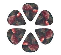 Custom Red Mushroom Guitar Picks for Acoustic Guitars Violin Ukulele Bass 6 Pack