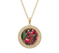 Custom Red Tomatoes Pattern Picture Necklace Personalized Circle Chain Pendant Gold/Silver Photo Dog Tag Keepsake Necklaces Hip Hop Memorial Jewelry Gifts for Men Women, One size, Titanium Steel