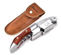 Custom Red Wine Bottle Opener, Corkscrew, Multifunctional 3 in 1 Wine Openere with Leather Storage Bag, Personalized Gift for Dad, Grandpa