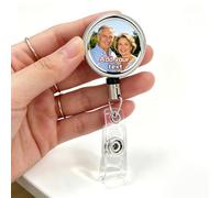 Custom Retractable Badge Reel, Personalized Funny Photo Text ID Badge Holder with Clip, Name Tag Reel Gifts for Nurse Medical Teacher Office Staff Cat Pet Lovers (Badge Reel 3)