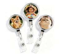 Custom Retractable Badge Reel, Personalized Funny Photo Text ID Badge Holder with Clip, Name Tag Reel Gifts for Nurse Medical Teacher Office Staff Cat Pet Lovers (Badge Reel 2)