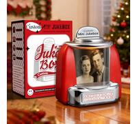 Custom Retro Jukebox Speaker - Personalised Photo, Names & Date Music Mini Player with Radio | Vintage Tabletop Decor & Nostalgic Anniversary, Christmas, Valentine’s Day Gift for Couples, Men & Women