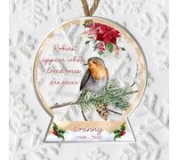 Custom Robins "Loved Ones Are Near" Christmas Tree Bauble - Personalised Memorial Ornament Decoration for Grief Keepsakes in 4 Colours - Family Loss Gift (Beige)