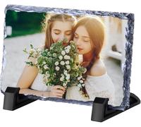 Custom Rock Photo Personalized Rock Slate Photo Frame Plaque Customized Memorial Picture Gifts for Christmas Mothers Fathers Day Gift Wrapping Available Same day Pick up (Rectangle 7.9*5.9 inch)