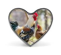 Custom Rooster And Hen Lapel Pin Aluminum Alloy Button Badge Personalized Heart Exquisite Brooch Classic Mini Pin for Backpacks Hat Suit Jacket Decoration