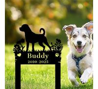 Custom Rottweiler Memorial Grave Marker Garden Signs,Personalized Metal Flower Dogs Burial Stake,Customized Pets Headstone Engraved Sign,Sympathy Gifts for Lost Dog,Pet Tombstone for Cemetery Garden