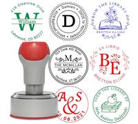 Custom Round Stamp Personalised Library Book Stamps Customised Self-Inking Rubber Stamp with Name Text Logo Create Your Own Stamp