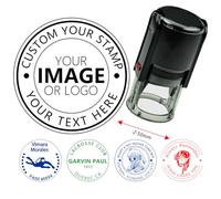 Custom Round Stamp, Personalized Self-Inking Rubber Stamps with Logo, Photo, Customizable 1/1.25/1.6/2 inch Options for Business, Address, Library, Book, Name, Date Stamps Engraved Tailored DIY
