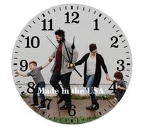 Custom Round Wood Clock Personalized Hanging Wooden Clock with Photo Image Text Logo Gift for Family Members Friends Farmhouse Wall Art Rustic Home Decor for Kitchen Office Classroom 10 Inch