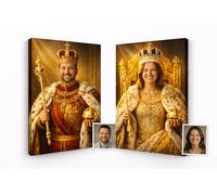 Custom Royal Portrait on Canvas - Turn Your Photo Into a Regal King or Queen - Hand-Crafted Digital Artwork Printed on Premium Wrapped Canvas - Unique Personalised Gift Xmas Birthday (20x14 inch)