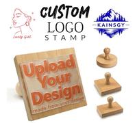 Custom Rubber Stamp with Logo Personalised Wooden Rubber Stamp Create Your Own Stamp for Business Branding Packaging Crafting & Address,Square
