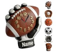 Custom Rugby Ball Wall Clock with Name, Personalized American Football Wall Clock, Custom Sport Themed Decor for Bedroom Game Room Office, Gift for Son Daughter Athlete Dad Coach Birthday Graduation
