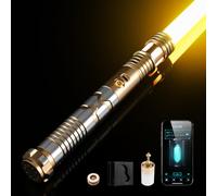 CUSTOM SABER Smooth Swing RGBX Light Saber, Motion Control to Turn on/Off The Blade, 16 Sound Fonts Light Saber, Support Dueling, with Belt Clip and Blade Plug-Gold