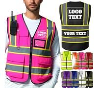 Custom Safety Vest Customized High Visibility Reflective Vests with Logo, Personalized Two-tone Construction Vests Men Women