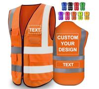 Custom Safety Vest for Men High Visibility Reflective Protective Workwear with 5 Pocket for Construction Outdoor,S~5XL