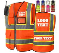Custom Safety Vest for Men with Pockets Two Tone High Visibility Vest Customized Logo Hi Vis Construction Work Vest for Men Women,Orange