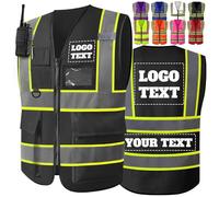 Custom Safety Vest for Men with Pockets Two Tone High Visibility Vest Customized Logo Hi Vis Construction Work Vest for Men Women,Black