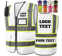 Custom Safety Vest for Men with Pockets Two Tone High Visibility Vest Customized Logo Hi Vis Construction Work Vest for Men Women,White