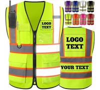 Custom Safety Vest High Visibility Reflective Personalised Logo Vests with Pockets Hi Vis Men Women 2 Two Tone Construction Work
