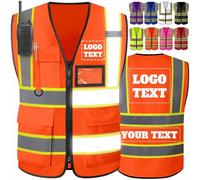 Custom Safety Vest High Visibility Reflective Personalised Logo Vests with Pockets Hi Vis Men Women 2 Two Tone Construction Work