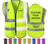 Custom Safety Vest High Visibility Reflective Vests with Pockets Zipper Personalised Logo Class 2 for Men Women Construction Security Workwear