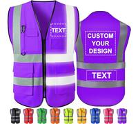 Custom Safety Vest High Visibility Reflective Vests with Pockets Zipper Personalised Logo Class 2 for Men Women Construction Security Workwear