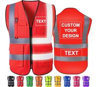 Custom Safety Vest High Visibility Reflective Vests with Pockets Zipper Personalised Logo Class 2 for Men Women Construction Security Workwear