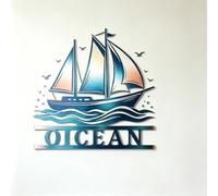 Custom Sailboat Metal Wall Art - Nautical Ocean Adventure Decor for Cafe, Home & Office - Personalized Maritime Voyage Sign for Bedroom, Living Room & Commercial Spaces