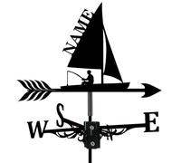 Custom Sailboat Metal Weather Vane Personalized Name Weathervane Wind Direction Indicator Outdoor Decor for Lake House Yard Patio Farmhouse, Housewarming Gifts