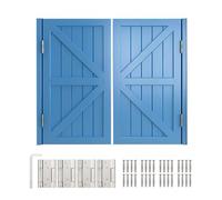 Custom Saloon Doors with Hinges - Swinging Cafe Bar Door, Two-Way Open/Auto Close Solid Wood Half Door for Kitchen, Stairs, Bedroom Entrance (Light Blue, 47")