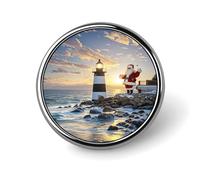 Custom Santa Claus Lighthouse Lapel Pin Aluminum Alloy Button Badge Personalized Exquisite Brooch Classic Mini Pin 1 Inch for Backpacks Hat Suit Jacket Clothing Decoration