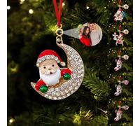 Custom Santa Claus Photo Ornament for Christmas Tree Personalized Projection Christmas Ornaments with Picture Inside Hanging Santa Claus Projection Pendant Family Christmas Ornament for Xmas