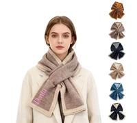 Custom Scarf With Personalised Text, Extra Thick Winter Neck Warmer For Men & Women, Soft Colour Block Knit Scarf, Personalised Gift With Name Embroidery (Light Brown)