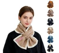 Custom Scarf With Personalised Text, Extra Thick Winter Neck Warmer For Men & Women, Soft Colour Block Knit Scarf, Personalised Gift With Name Embroidery (Camel)