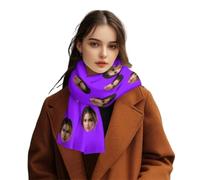 Custom Scarfs with Photos Text, Custom Face photo Scarfs, Winter Warm Thick Scarf Stole Blanket Cape Christmas Birthday Gifts, Customized Soft Large Beach Shawls For Women Men, 35x173cm