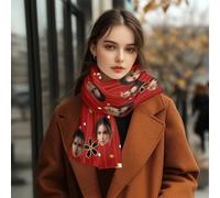 Custom Scarfs with Photos Text, Custom Face photo Scarfs, Winter Warm Thick Scarf Stole Blanket Cape Christmas Birthday Gifts, Customized Soft Large Beach Shawls For Women Men, 35x173cm