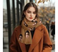 Custom Scarfs with Photos Text, Custom Face photo Scarfs, Winter Warm Thick Scarf Stole Blanket Cape Christmas Birthday Gifts, Customized Soft Large Beach Shawls For Women Men, 35x173cm