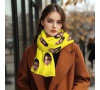 Custom Scarfs with Photos Text, Custom Face photo Scarfs, Winter Warm Thick Scarf Stole Blanket Cape Christmas Birthday Gifts, Customized Soft Large Beach Shawls For Women Men, 35x173cm