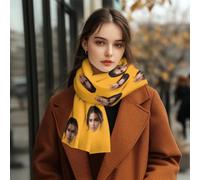 Custom Scarfs with Photos Text, Custom Face photo Scarfs, Winter Warm Thick Scarf Stole Blanket Cape Christmas Birthday Gifts, Customized Soft Large Beach Shawls For Women Men, 35x173cm