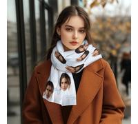 Custom Scarfs with Photos Text, Custom Face photo Scarfs, Winter Warm Thick Scarf Stole Blanket Cape Christmas Birthday Gifts, Customized Soft Large Beach Shawls For Women Men, 35x173cm