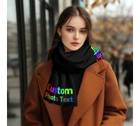 Custom Scarfs with Photos Text, Custom Face photo Scarfs, Winter Warm Thick Scarf Stole Blanket Cape Christmas Birthday Gifts, Customized Soft Large Beach Shawls For Women Men, 35x173cm