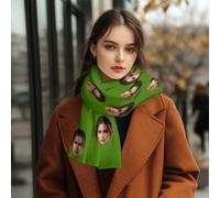 Custom Scarfs with Photos Text, Custom Face photo Scarfs, Winter Warm Thick Scarf Stole Blanket Cape Christmas Birthday Gifts, Customized Soft Large Beach Shawls For Women Men, 35x173cm