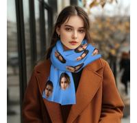 Custom Scarfs with Photos Text, Custom Face photo Scarfs, Winter Warm Thick Scarf Stole Blanket Cape Christmas Birthday Gifts, Customized Soft Large Beach Shawls For Women Men, 35x173cm