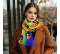 Custom Scarfs with Photos Text, Custom Face photo Scarfs, Winter Warm Thick Scarf Stole Blanket Cape Christmas Birthday Gifts, Customized Soft Large Beach Shawls For Women Men, 35x173cm