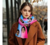 Custom Scarfs with Photos Text, Custom Face photo Scarfs, Winter Warm Thick Scarf Stole Blanket Cape Christmas Birthday Gifts, Customized Soft Large Beach Shawls For Women Men, 35x173cm