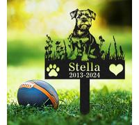 Custom Schnauzer Dog Memorial Grave Marker with Stake,Personalized Dogs Name Memorials Engraved Burial Sign,Customized Loss of Sympathy Gifts for Pet Owner,Flower Pets Headstone for Cemetery Lawn Yard