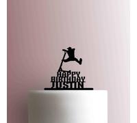 Custom Scooter Stunt Happy Birthday Name Acrylic Cake Topper 3mm Thick Premium Laser Cut Cake Decoration for Birthday, Wedding, Baby Shower & Party Cakes Durable Reusable